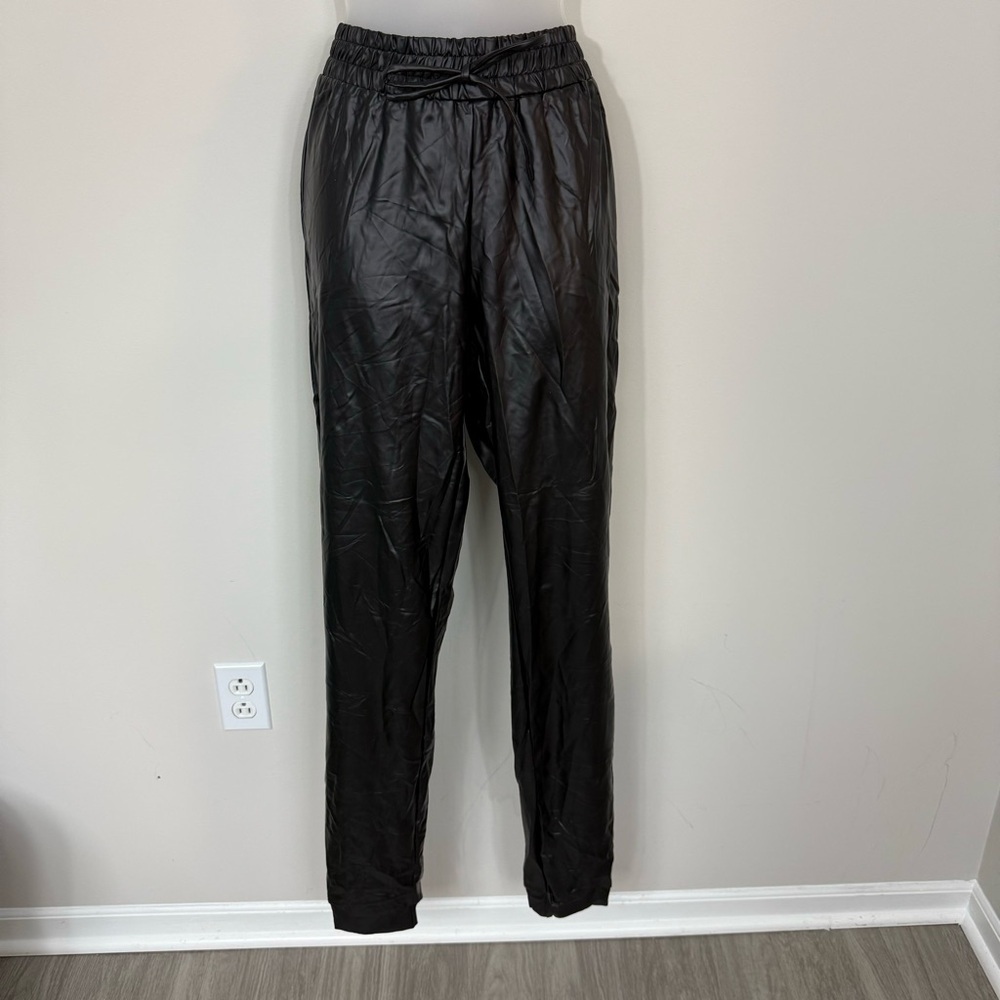 Soho Girl Faux Leather Black Joggers in Size Large - Picture 3 of 9